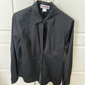 Black and White Dot Button Up Cowgirl Shirt